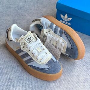 Adidas Samba Denim & White Sneakers Gum Soles Women 6